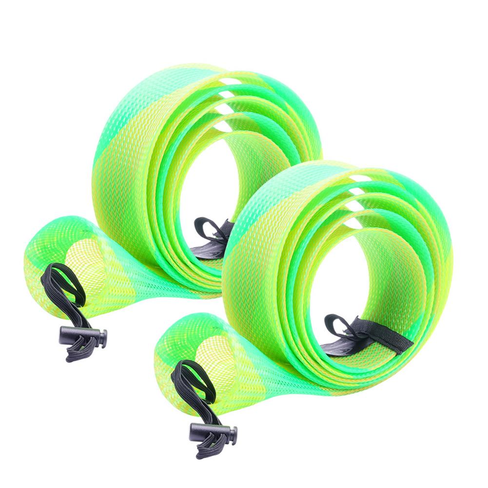 2Pcs Braided Mesh Rod Protector with Lanyard 32mm Spinning Rod Sleeve Cover Scalable for Casting Sea Fishing Spinning Rod
