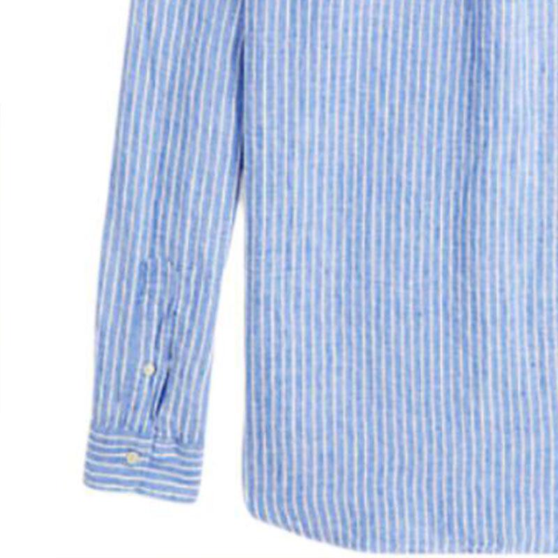 Polo Ralph Lauren Полосатая однобортная рубашка свободного кроя с длинным рукавом Мужские рубашки Синий MNPOWOV16824211-400