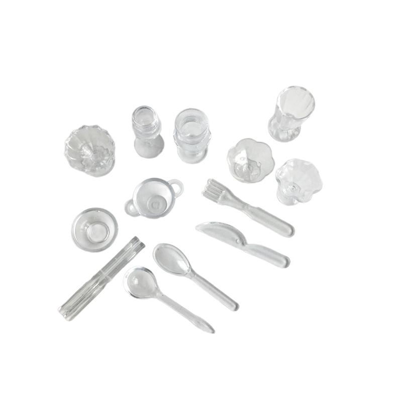 13 шт./набор Мини Пластиковые Прозрачные Стаканчики для Напитков Тарелка Посуда Миниатюры Кухонная Утварь Игрушка Сделай Сам Игрушка для Ролевых Игр