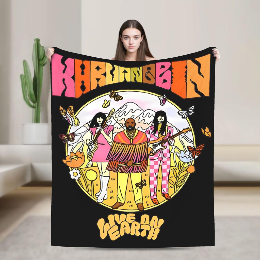 Khruangbin Abstract Mode Flannel Fashion Blanket Rock Band Funny Throw Fashion Blanket for Bedspreads 125*100cm Super Soft