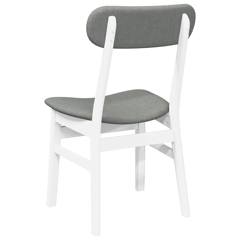 Dining Chairs with Cushions 2 pcs White Solid Rubberwood