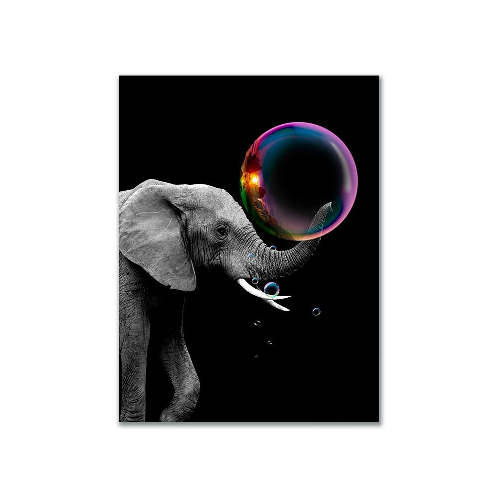 Картины на холсте с изображением животных и пузырей, панда, кошка, лев, тигр, слон, жираф, принты, художественная настенная картина для гостиной, домашний декор