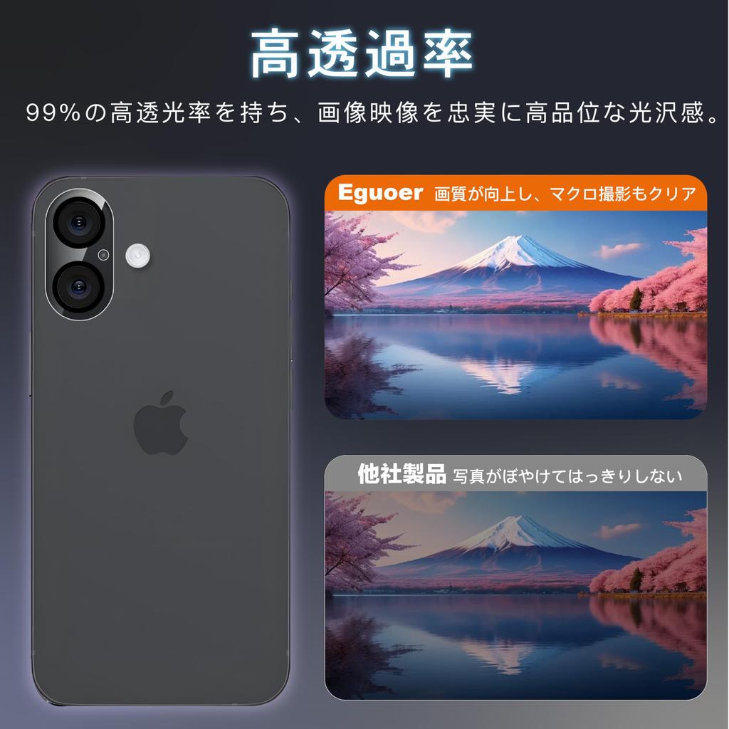 Совместимо с iPhone 16 iPhone 16 Plus Камера Плёнка Части изготовлены Asahi Glass из Совместимо с iPhone 16 Защитная пленка для объектива Закаленное стекло IP