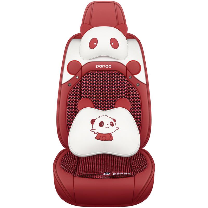 Новый мультяшный кожаный комплект подушек на сиденья автомобиля из ледяного шелка, на все сезоны