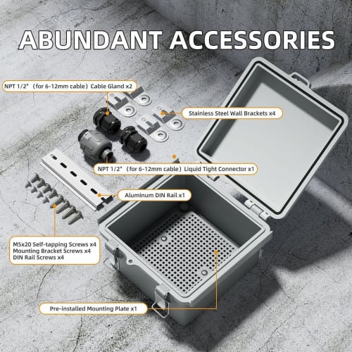 Waterproof Power Distribution Box, Outdoor Power Distribution Box - Waterproof Power Distribution Box Enclosure Box Electrical Project Case Cover Outd