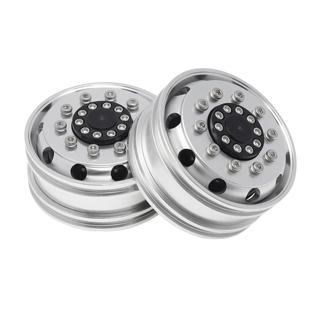 2Pcs Wheel Hubs Alloy Front Tire Rim Upgraded Modified Replace 1/14 Remote Control Car Replacement for Tamiya