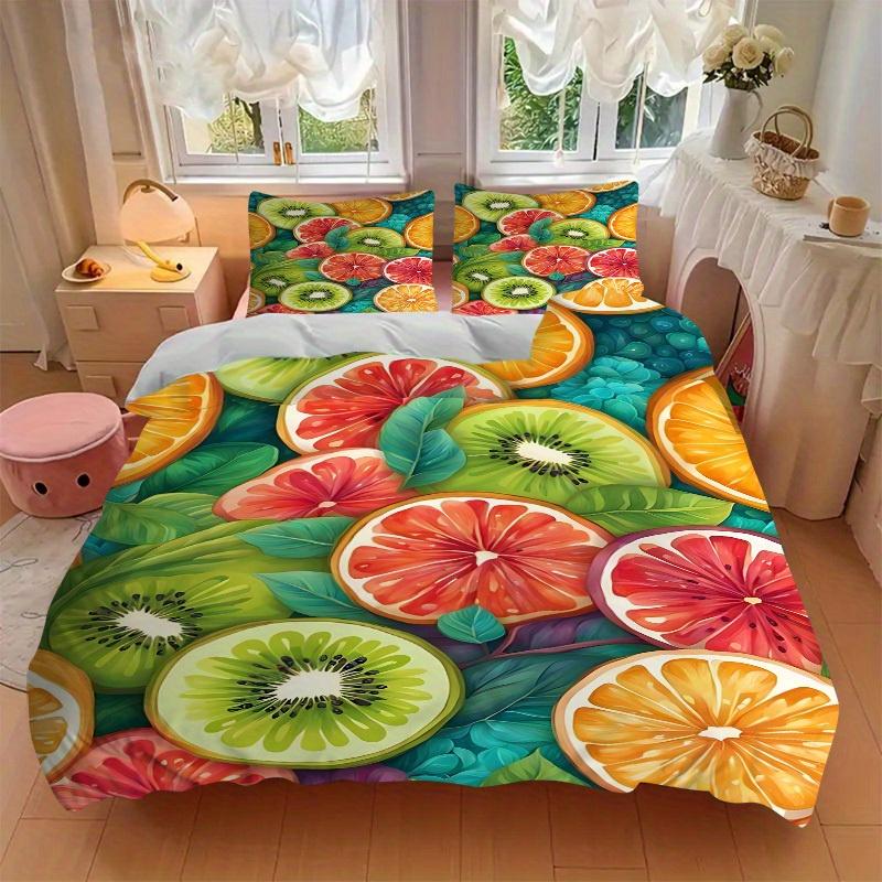 3pcs Fruit Bedding Cover Set, Fashion Classic Popular Print Bedding Set, Soft Comfortable, All - Season Use, For Bedroom107