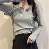 V-neck T-shirt Women's Winter Inner High-waisted Long-sleeved Bottoming Shirt Trendy Exposed Navel Slim-fit Top Support