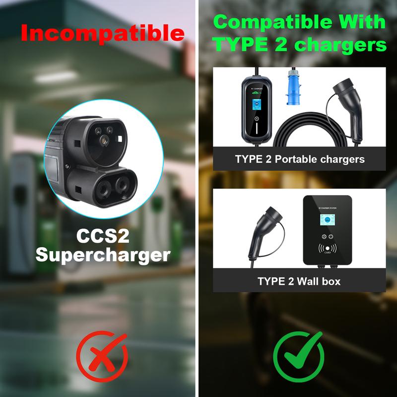 Kolanky 32A 7.2KW Type 2 To Type 1 Charging Adapter For US Electric Vehicle Cars Home Charger GBT To Type 1 Adaptor