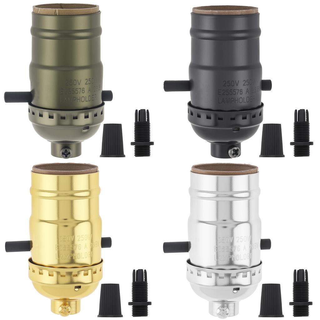 Винтажный патрон для лампы E26 E27 с проходным выключателем, замена патрона для лампы, сверхпрочный, антикварное освещение, ретро, простая установка