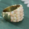 Aesthetic Inlaid Imitation Opal Stone CZ Women's Ring Trendy Gold Color Geometry Daily Wear Party Jewelry Anniversary Gift