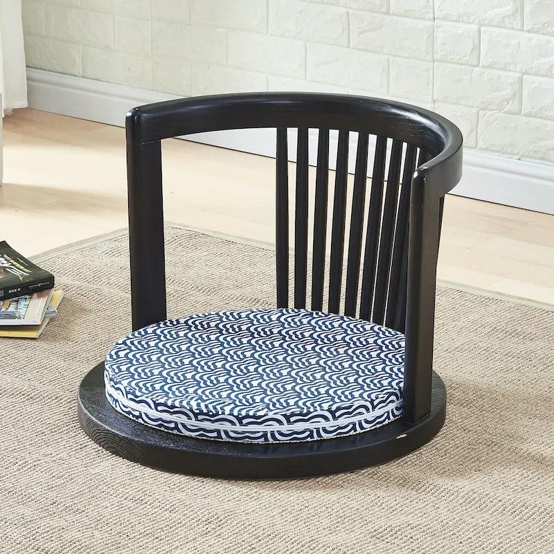 Японское кресло для медитации - с подлокотниками и поддержкой спины, традиционный азиатский напольный стиль татами, кресло из массива ясеня