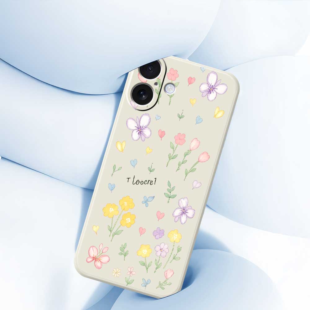 For iPhone 17 Case Small Flowers Pattern Printing Straight Edge TPU Phone Back Cover