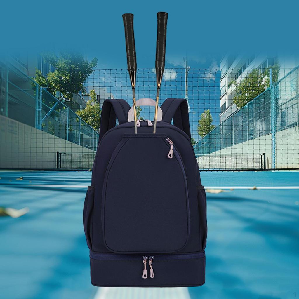 Tennis Pocket Backpack Large Capacity Back Pack with Shoe Compartment Duffel for Workout Pickleball