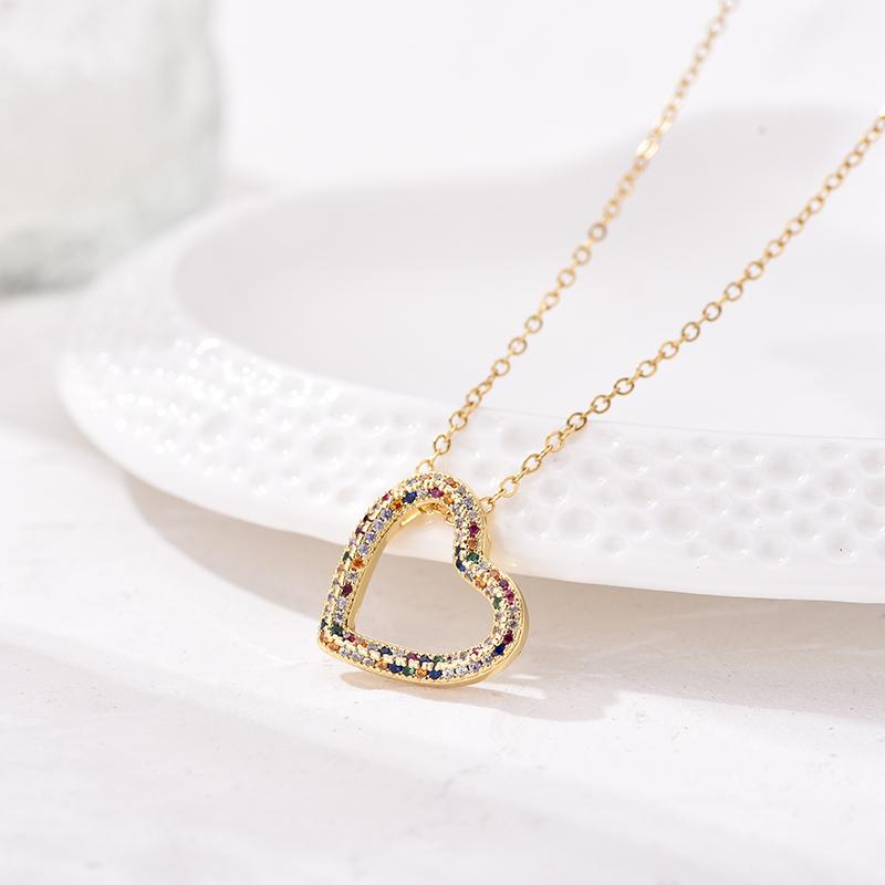 Fashion Classic Heart Zincon Pendant Necklace For Women Stainless Steel Chain Vintage Choker Necklace Female Daily Jewelry Gift