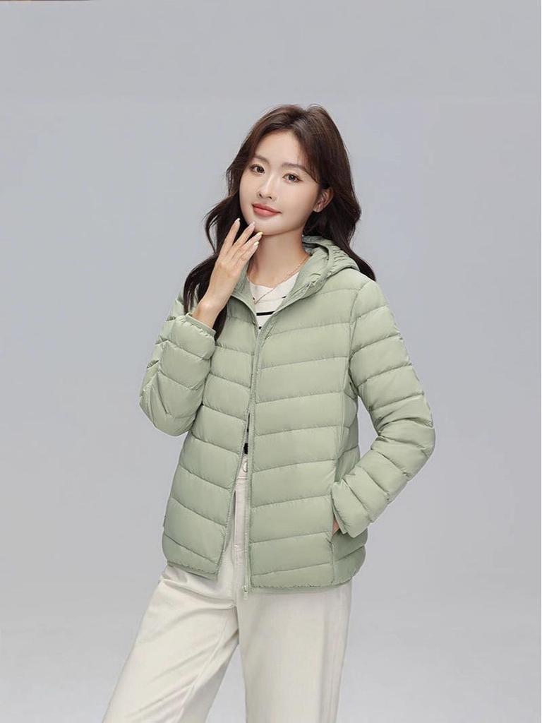 Korean Style Women's Hooded Down Jacket - Lightweight, Warm, Plus Size, Simple and Versatile for Autumn and Winter