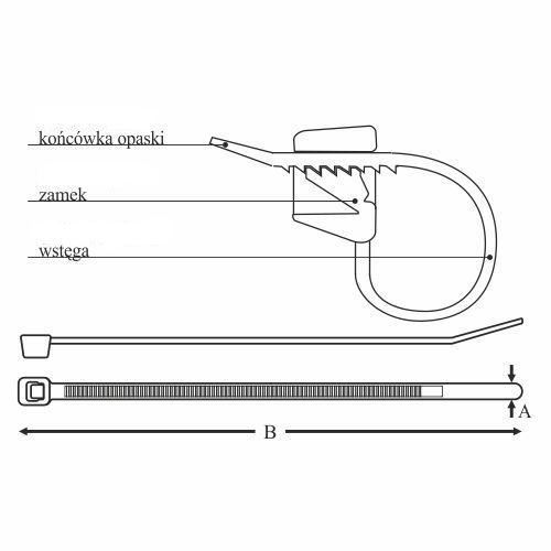 Opaska Zaciskowa Kablowa Czarna Trytytka Ozc 35-140 Uv (100 Szt.)