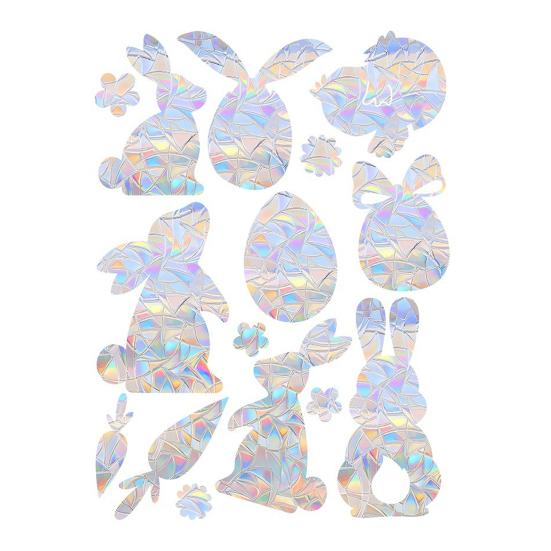 1/3 листа пасхальная наклейка на окно водонепроницаемая ПВХ голографическая наклейка на стекло в виде ловца солнца кролика, яйца, цветка, праздничная наклейка для украшения вечеринки