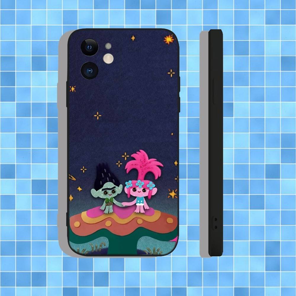 T-Trolls Cute Cartoon Phone Case For iPhone 17,16,15,14,13,12,11,Pro,Max,Plus,Air,X,XS,XR,SE,8,7,Mini,Soft Black Case