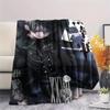 1 шт. Фланелевое одеяло с принтом «Черный дворецкий», Высококачественное, Для всех сезонов, Декор для дома, Тепло и уют, Идеально подходит для рождественских подарков