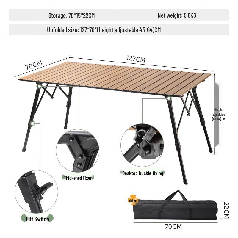 Nufeng Portable Aluminum Alloy Roll-Up Camping Table
