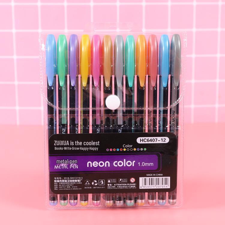 12-Color Glitter Pastel Pen & Highlighter Set for Kids