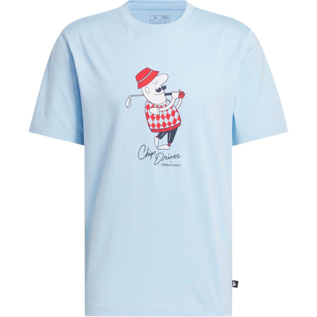 adidas Golf Classic Chip Graphic Круглый вырез Хлопок Мода Универсальный Дышащий Футболка с коротким рукавом Мужские топы Небесно-голубой JJ4201