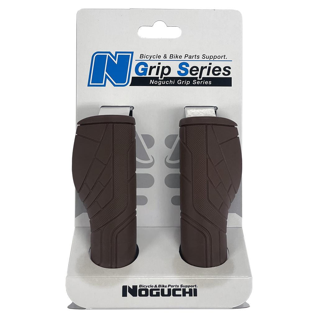 Noguchi Bicycle Grips Long 128mm x Long Left and Right Dark Rubber [NGS-005] 128mm, Set, Brown,