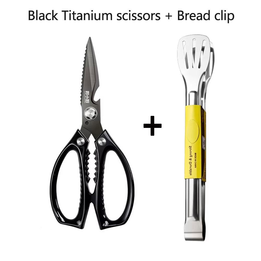 Multipurpose Black Titanium Kitchen Scissors 2 Pcs-Professional Poultry Bone Shears for Cutting Chicken,Duck,Fish Seafood BBQ5