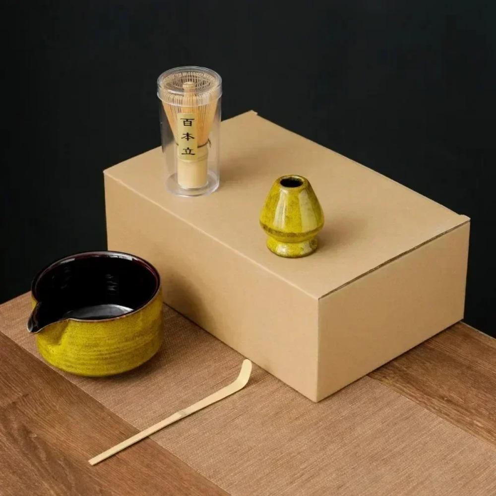 4/6 шт. Набор для чая матча ручной работы для дома, легко чистить, подставка для инструментов, миска, венчик, ложка, подарок, церемония, традиционные японские аксессуары