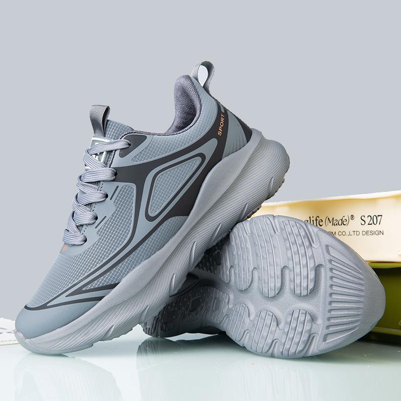 Outdoor Men's Sports Shoes Mesh Breathable Running Shoes Comfortable Lightweight Walking Shoes Non-Slip Thick Soled Casual Shoes