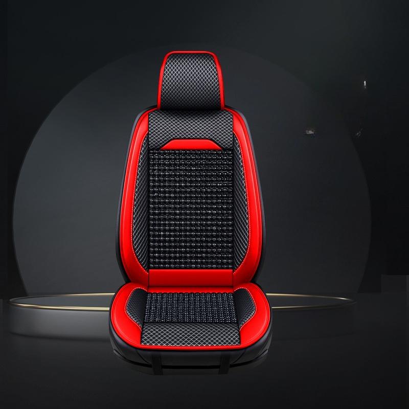 Роскошная подушка на сиденье автомобиля из ПУ кожи и деревянных бусин – Дышащая, прочная и легко чистится – Подходит для большинства автомобилей, грузовиков и внедорожников