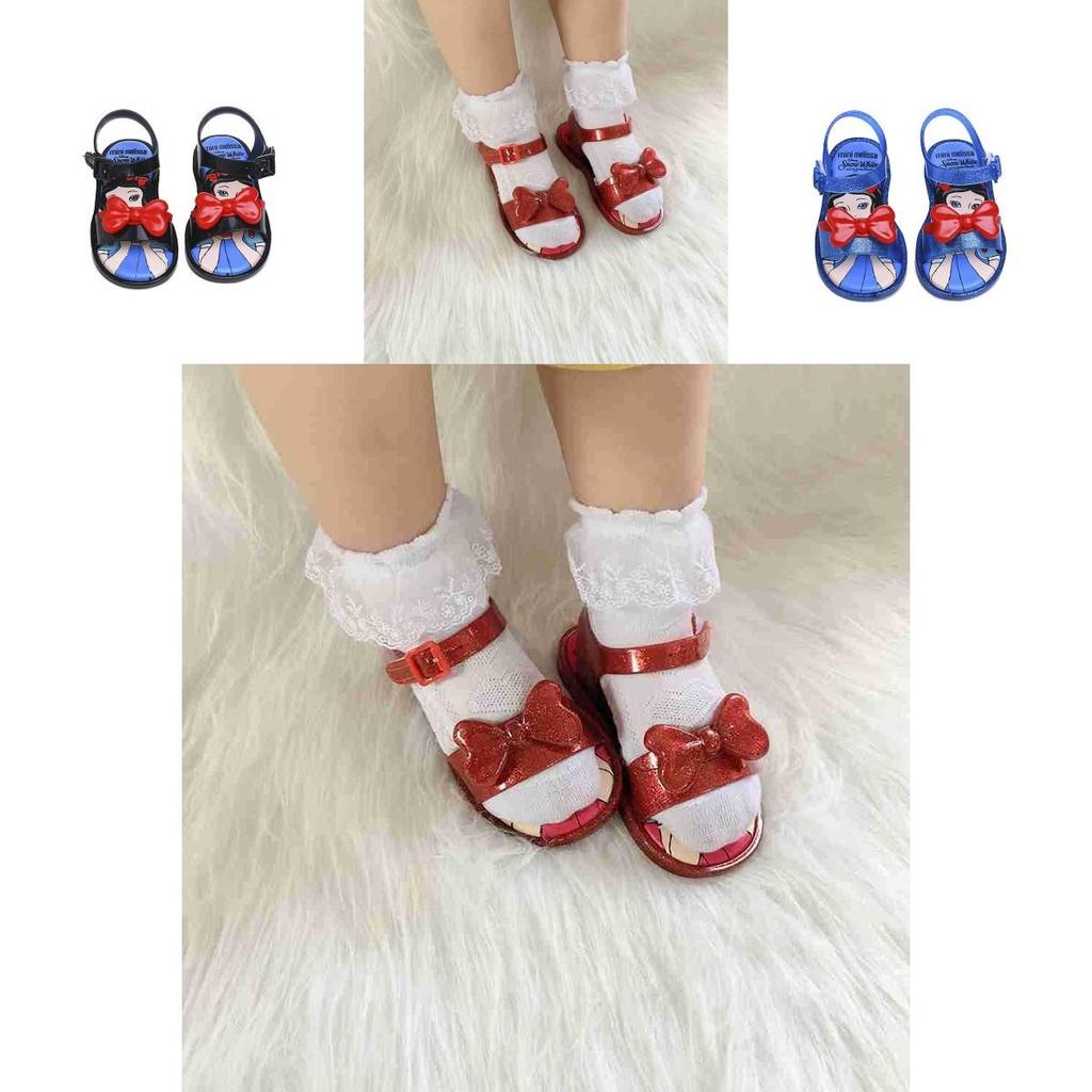 Charming Mini Melissa Snow White Girls Sandals With Adorable Cartoon Pattern Design