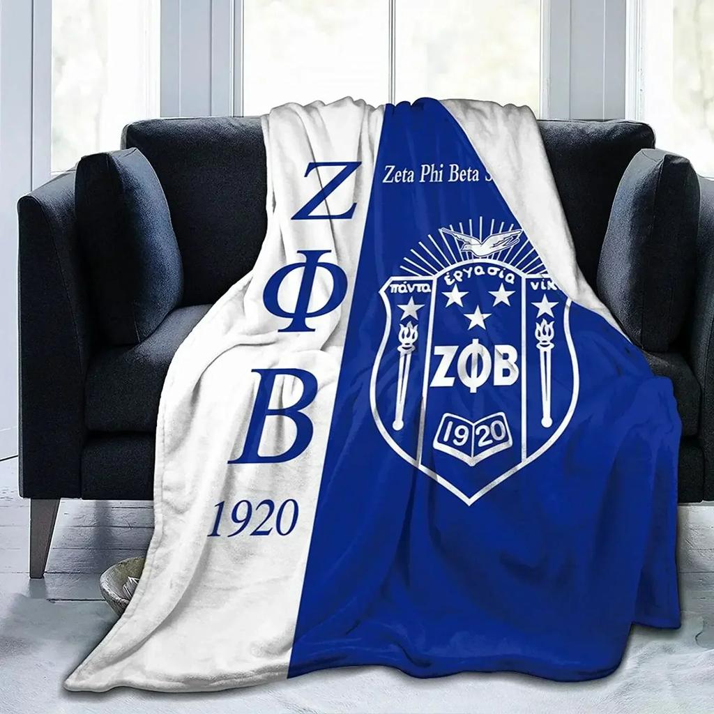 Плед с узором Zeta Phi Beta Модный для кровати, дивана, кондиционера Модный для отдыха, пикника, путешествий, дневного сна Мягкий фланелевый плед