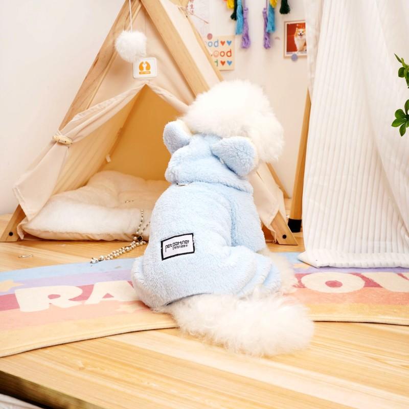 Милое пальто для собаки с ушками медвежонка, теплая одежда для собаки на зиму, комбинезон для домашней собаки, пижама для чихуахуа, французского бульдога, бишона, одежда для кошки, щенка