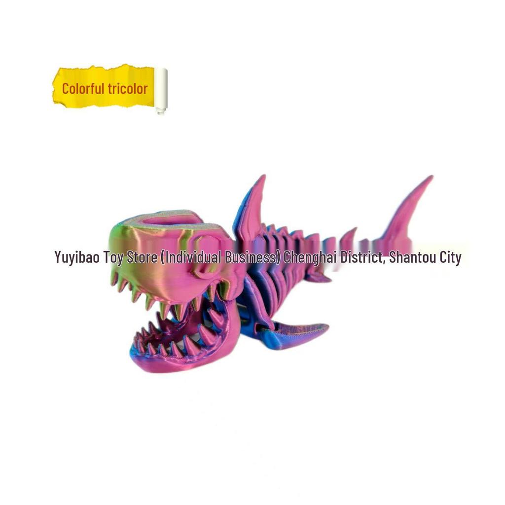 3D Printed Movable Shark Skeleton Toy Model Craft Figure Gift for Kids