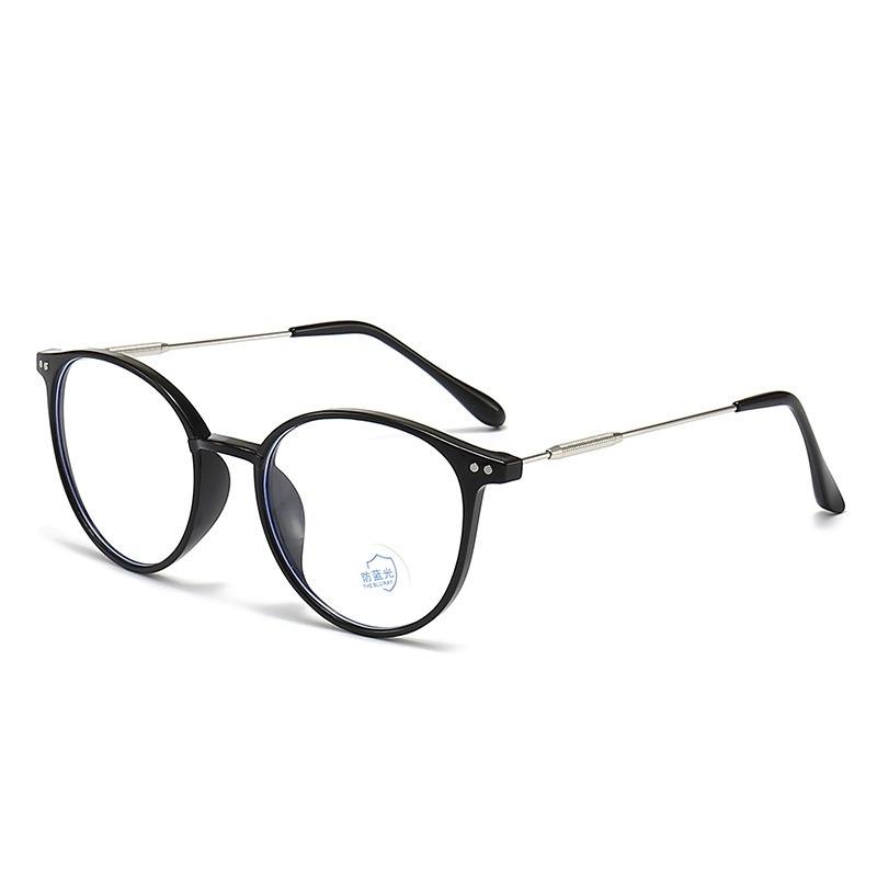 Anti-Blue Light Plain Glasses Ultra-Light Blush Cold Brown Color Korean Anti Radiation Eyeglasses Round Metal Frame