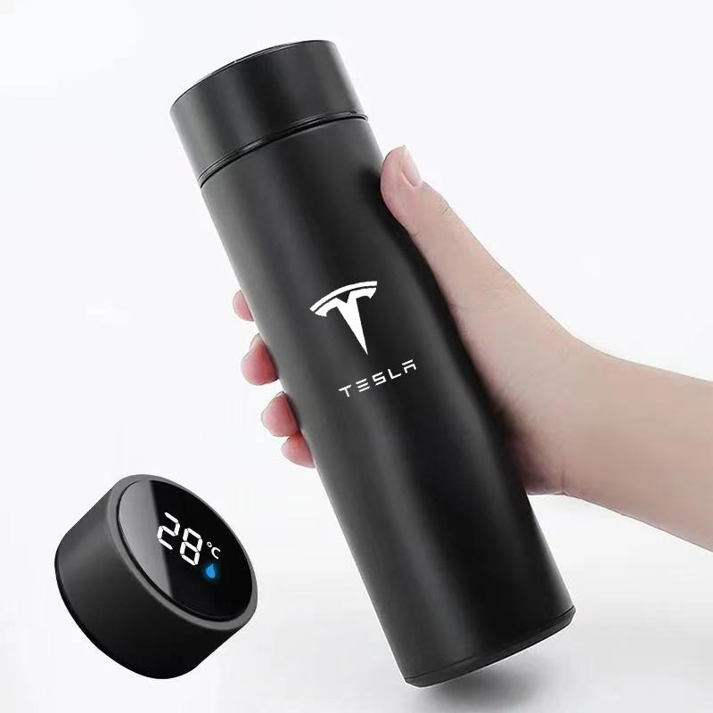 ALQ1 For Tesla Model 3 Model S Model X Model Y Roadster SpaceX 500ml Smart Water Bottle Stainless Steel Thermos Flasks Car Logo Mug