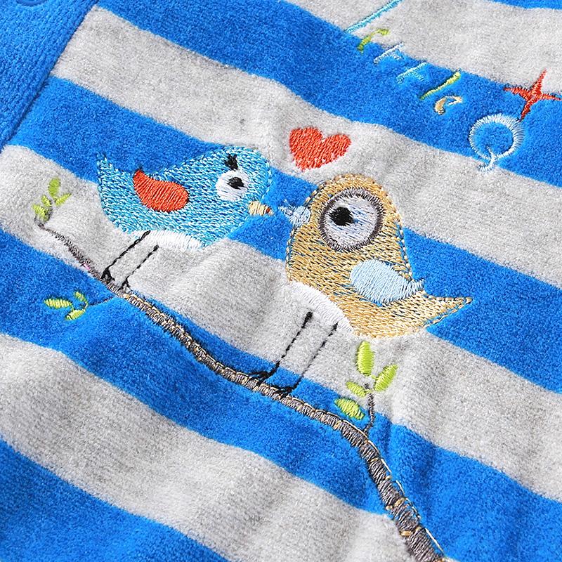 Newborn Girls Boys Infant Clothing Velvet Striped Button Winter Spring One Piece Kid Long Sleeve Kidswear Aapparel