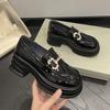 Platform Loafers Women's 2025 New Spring Single Shoes Muffin British Style Shoes Versatile Height-increasing Leather Small Leather Shoes