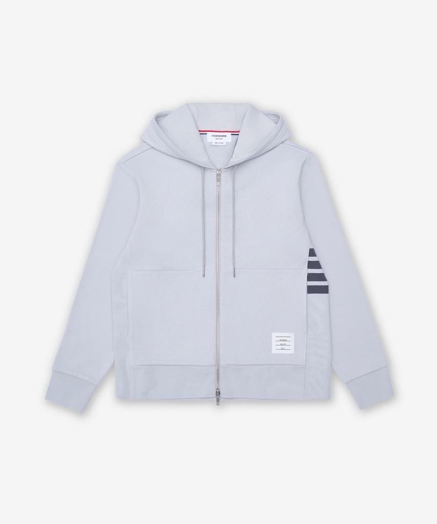 Thom Browne Loopback Jersey 4-Bar Zip-Up Hoodie - Pale Grey / Mjt517A03037050