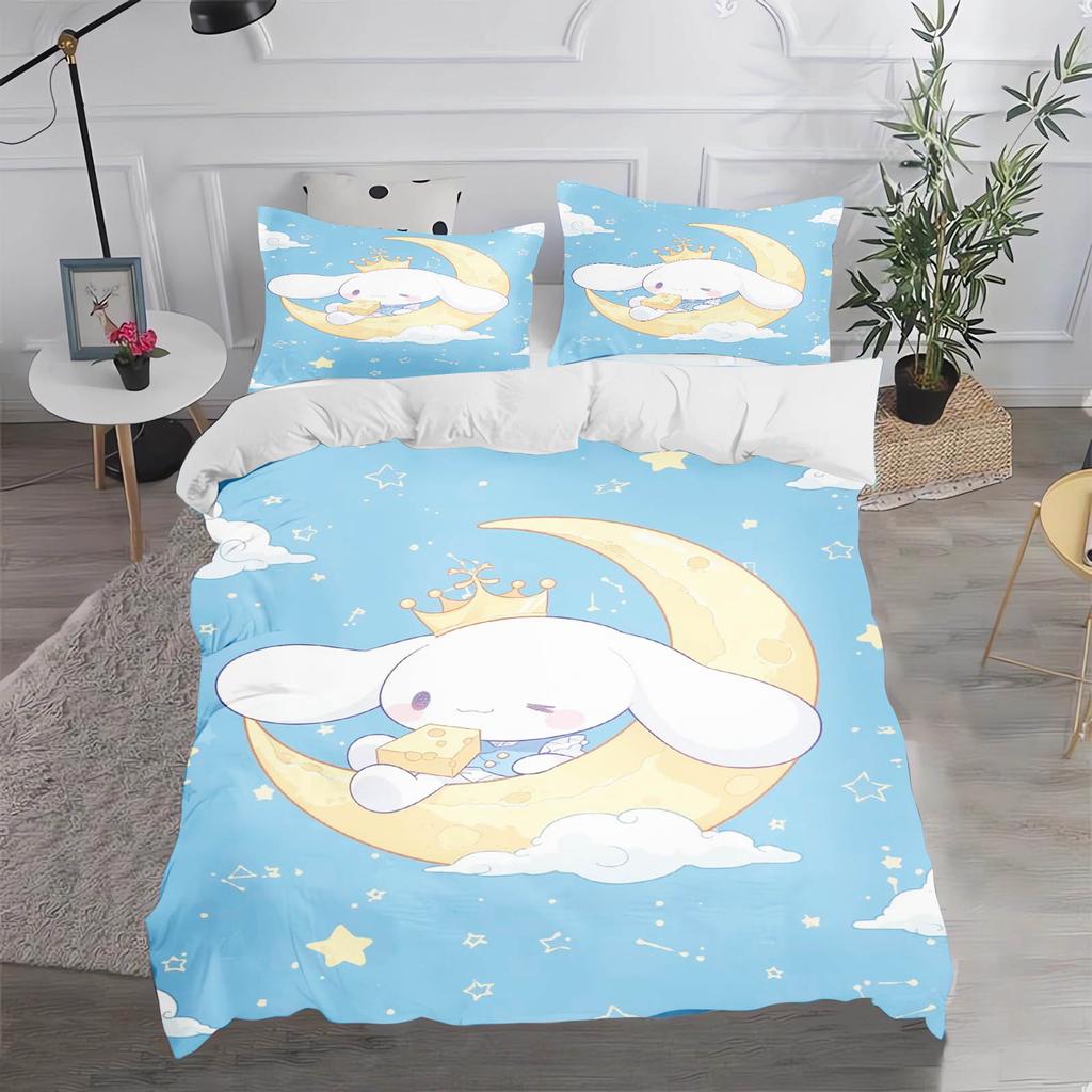 Cinnamoroll MINISO Sanrio Спальня Детский Комплект Постельного Белья Пододеяльник Комфорт Queen С Наволочкой Рождественские Подарки Дом