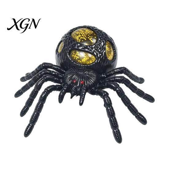 Halloween Party Decoration 1/4Pcs Glitter Spider Squeeze Toy, Stress Relief Realistic Scary Gadget Fake Prank Toy Portable Reliever