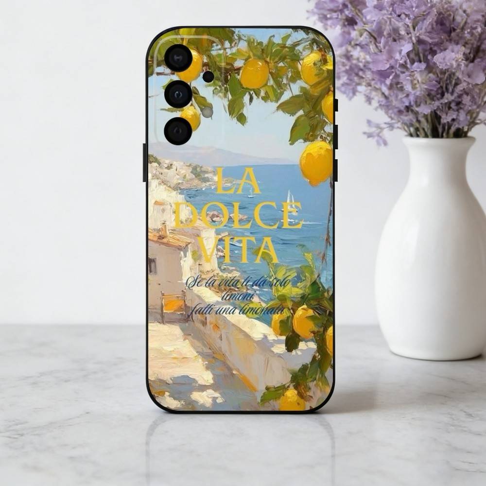S-Морской вид S-Пейзаж Вино L-Лимон Чехол для телефона Для Samsung Galaxy A73,A72,A71,A70,A53,A52,A51,Другие Мягкий черный корпус