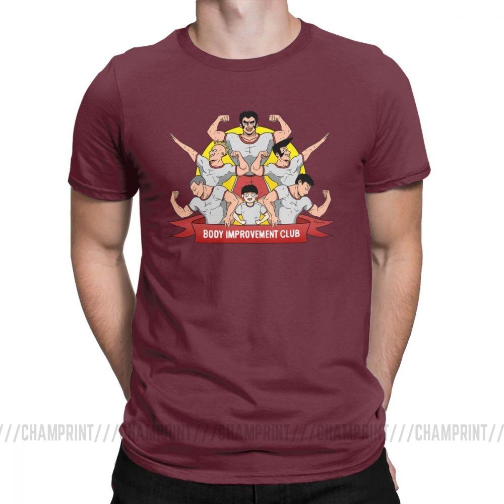 Men S T Shirt Mob Psycho 100 Body Improvement Club Humor 100 Cotton Tees Short Sleeve
