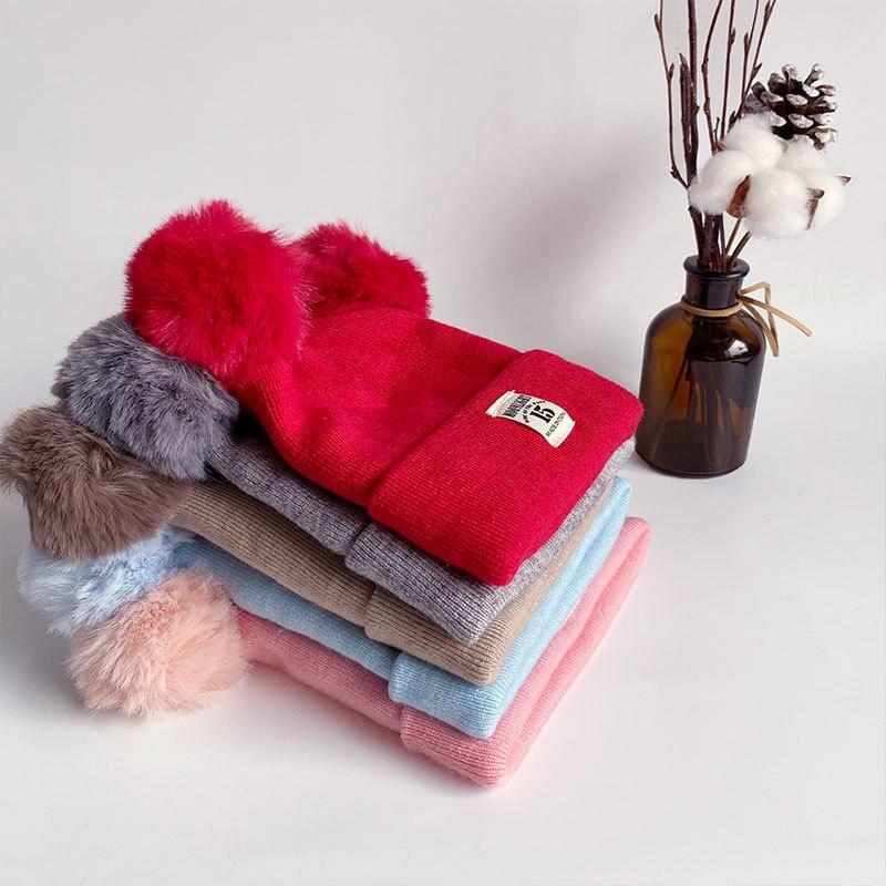 2PCS Baby Knitting Hat Cotton Ear Cap Boys Girls Winter Hat Scarf Set Toddler Boys Cap Scarf Infant Accessories