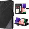Protective Case for Samsung Galaxy A22 5G - BOOLING - Leather Effect Flip Case Black