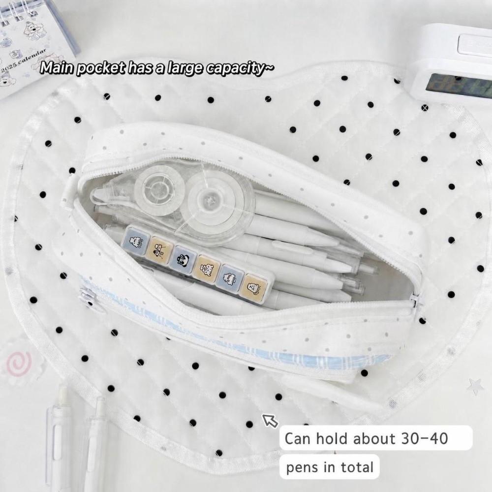 Polka Dot Plaid Pencil Case Large Capacity Stationery Pouch Stationery Organizer Back to School