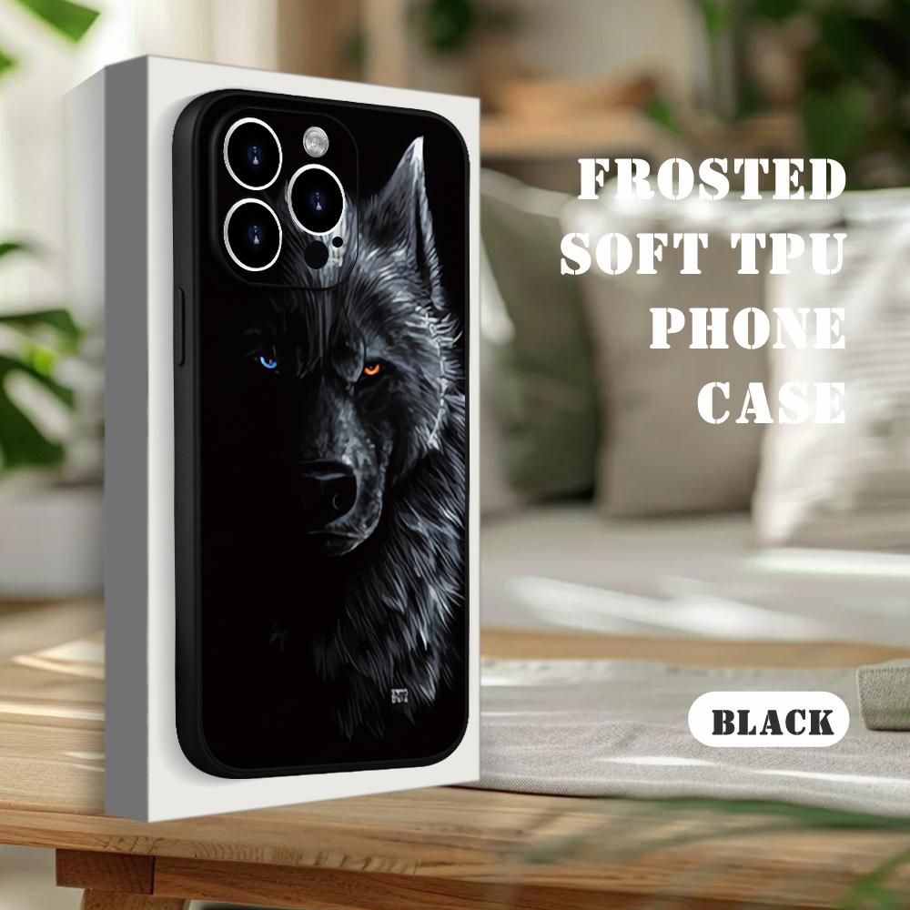 Черный чехол для телефона с рисунком волка, подходящий для iPhone 17 16 15 14 13 12 11 Pro/Max/Plus, противоударная задняя крышка