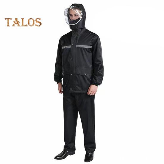 Комплект из 2 шт., плащ, брюки, мужской, женский, с капюшоном, длинный рукав, дождевик, эластичный пояс, длинные брюки, комплект, светоотражающие полосы, водонепроницаемый дождевик